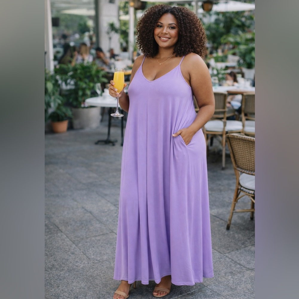 NWT Lavender  Plus Size Maxi Dress With Pockets Size Various